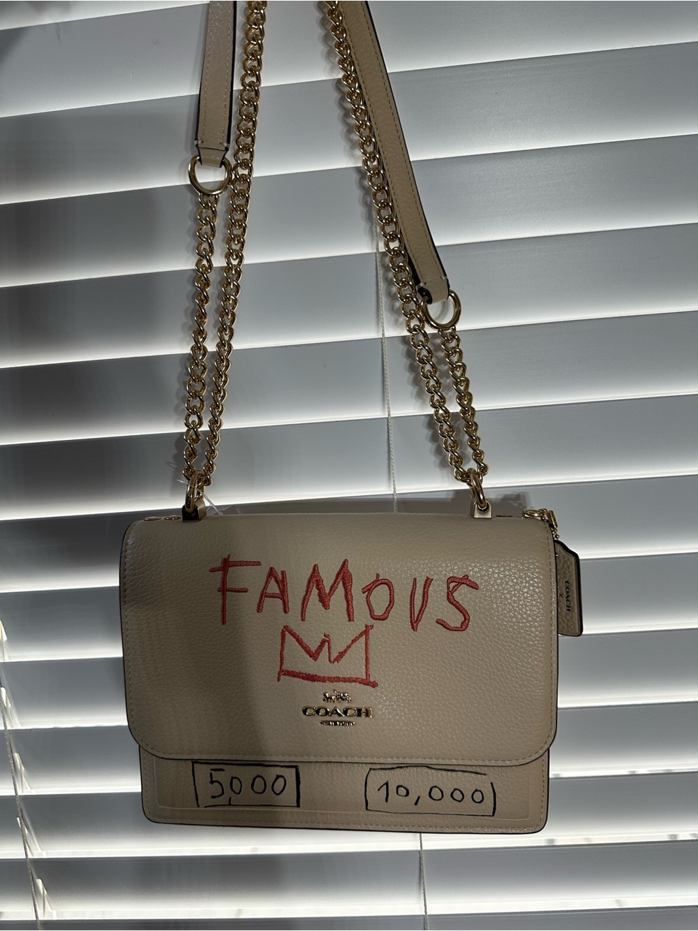 Coach X Jean-Michel Basquiat Klare 21 Leather Shoulder Bag with Gold Chain - Picture 3 of 9